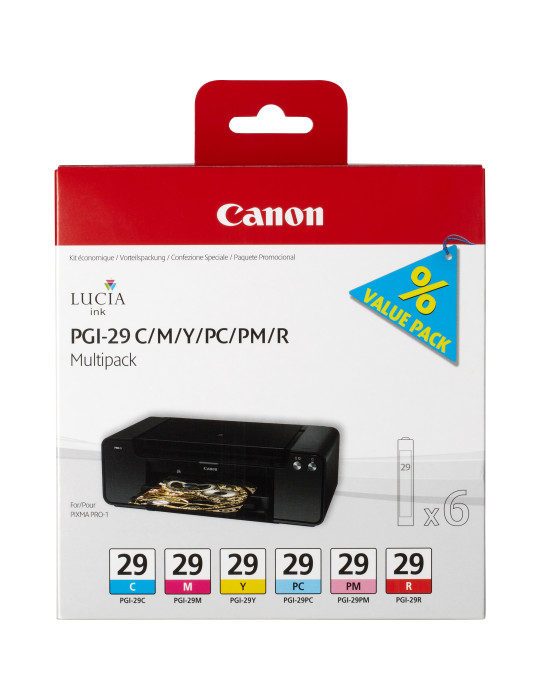 Canon 4873B005 mustekasetti 6 kpl Alkuperäinen Syaani, Magenta, Valokuva syaani, Valokuva magenta, Punainen, Keltainen