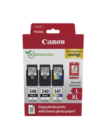 Canon 5224B015 mustekasetti 3 kpl Alkuperäinen musta, Syaani, Magenta, Keltainen