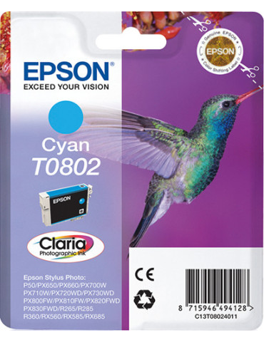 Epson Hummingbird Enpack cyan T0802 Claria Photographic-bläck
