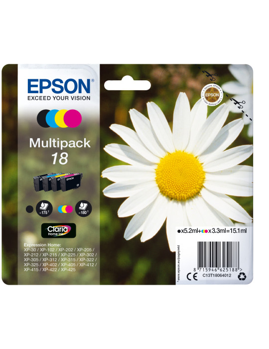 Epson Daisy Monipakkaus, 4 väriä 18 Claria Home -muste