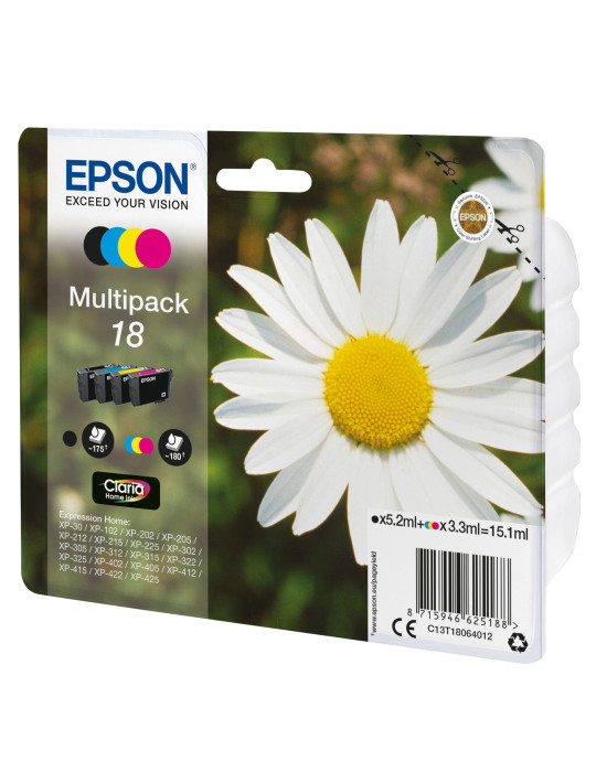 Epson Daisy Monipakkaus, 4 väriä 18 Claria Home -muste