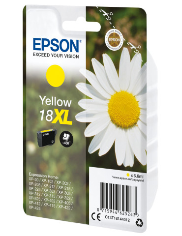 Epson Daisy Yksittäispakkaus, keltainen 18XL Claria Home -muste