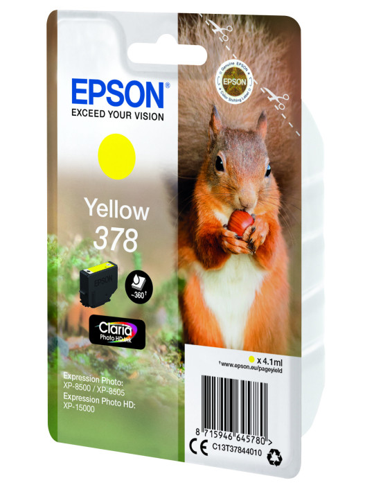 Epson Squirrel Singlepack Yellow 378 Claria Photo HD Ink