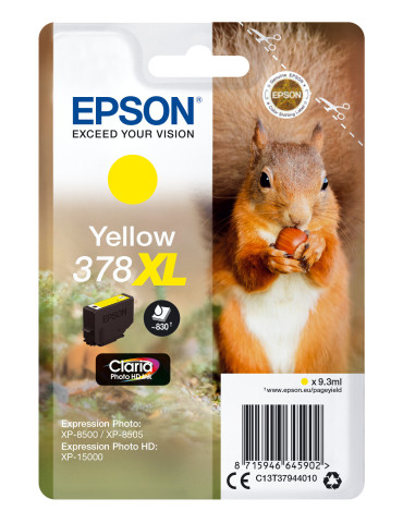Epson Squirrel 378XL ink cartridge 1 pc(s) Original High (XL) Yield Yellow