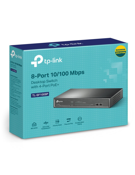 TP-Link TL-SF1008P Unmanaged Fast Ethernet (10 100) Power over Ethernet (PoE) Black