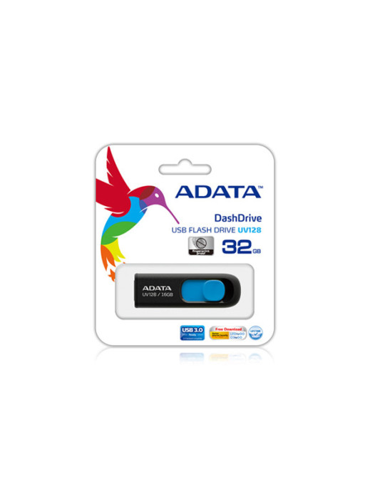 ADATA DashDrive UV128 128GB USB-sticka USB Type-A 3.2 Gen 1 (3.1 Gen 1) Svart, Blå