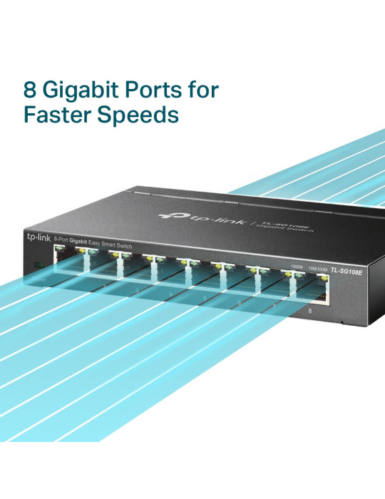 TP-Link TL-SG108E Managed L2 Gigabit Ethernet (10 100 1000) Black