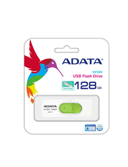 ADATA UV320 USB-muisti 128 GB USB A-tyyppi 3.2 Gen 1 (3.1 Gen 1) Vihreä, Valkoinen