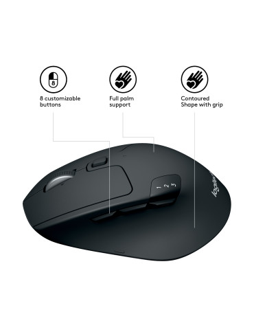 Logitech 910-004791 mouse Office Right-hand RF Wireless + Bluetooth Optical 1000 DPI
