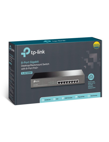 TP-Link TL-SG1008MP Hallitsematon Gigabit Ethernet (10 100 1000) Power over Ethernet -tuki 1U musta