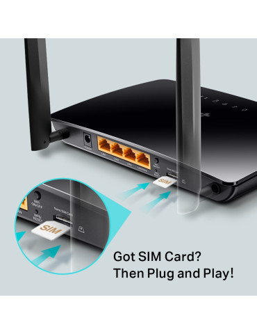 TP-Link TL-MR6400 langaton reititin Nopea Ethernet Yksi kaista (2,4 GHz) 4G musta