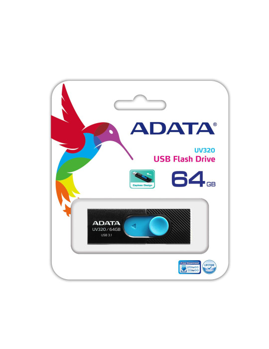 ADATA UV320 USB-muisti 64 GB USB A-tyyppi 3.2 Gen 1 (3.1 Gen 1) musta, Sininen