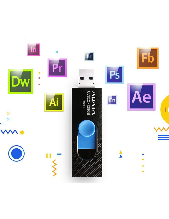 ADATA UV320 USB-sticka 128 GB USB Type-A 3.2 Gen 1 (3.1 Gen 1) Svart, Blå