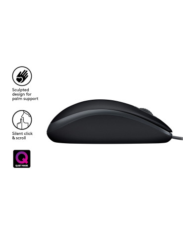 Logitech B110 Silent mouse Office Ambidextrous USB Type-A Optical 1000 DPI