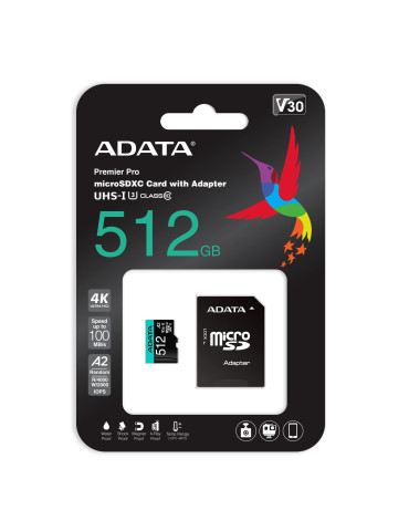 ADATA Premier Pro 512 GB MicroSDXC Klass 10 ADATA Premier Pro 512 GB MicroSDXC Klass 10