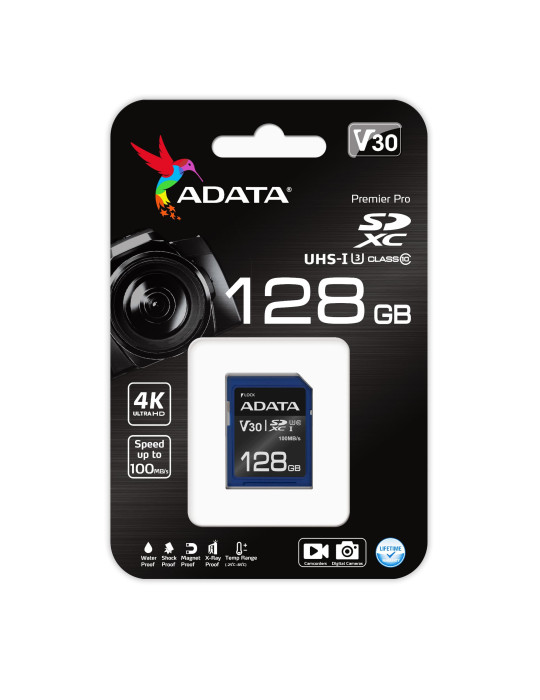 ADATA ASDX128GUI3V30S-R muistikortti 128 GB SDXC UHS-I Luokka 10