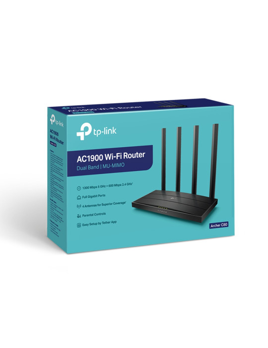 TP-Link Archer C80 wireless router Gigabit Ethernet Dual-band (2.4 GHz   5 GHz) Black