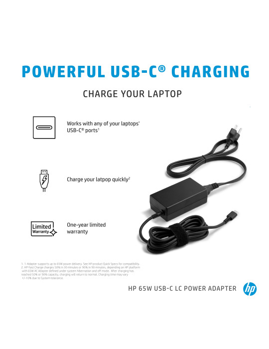 HP 65W USB-C LC Power Adapter