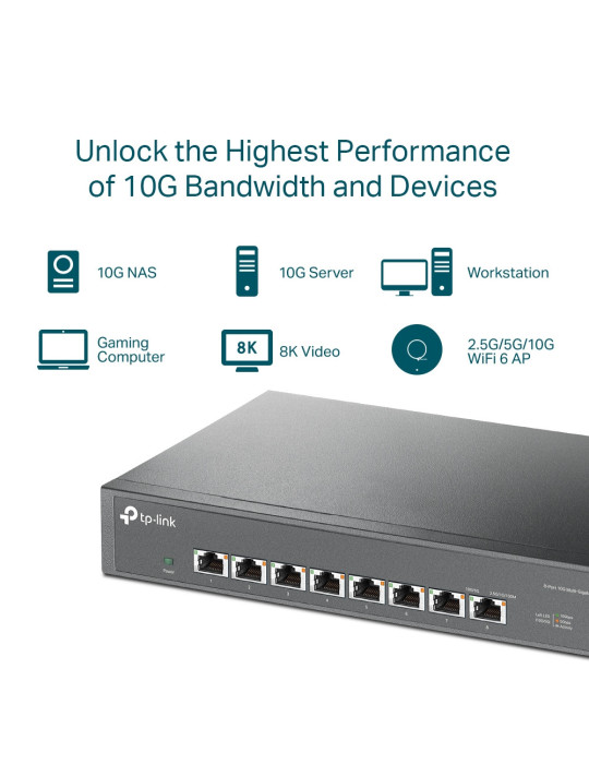TP-Link TL-SX1008 network switch Unmanaged 10G Ethernet (100 1000 10000) 1U Black