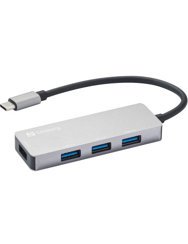 Sandberg 336-32 interface hub USB 3.2 Gen 1 (3.1 Gen 1) Type-C 5000 Mbit s Gray