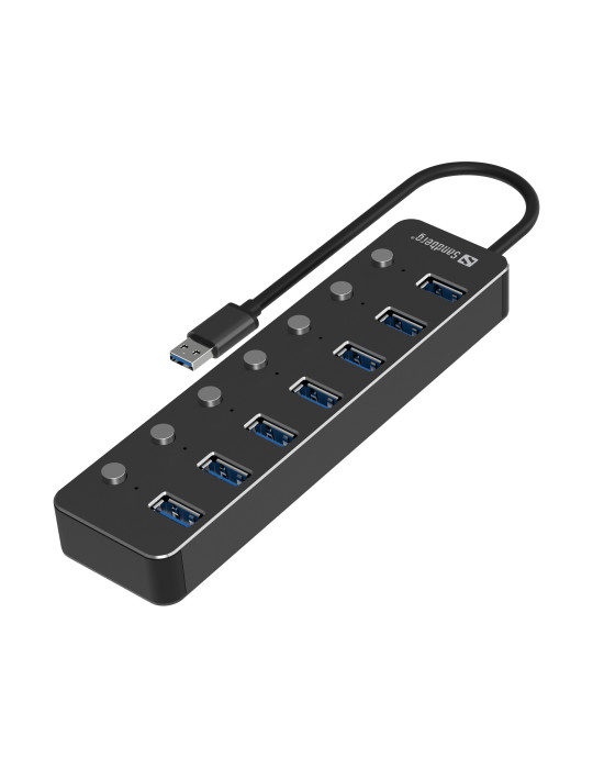 Sandberg 134-33 interface hub USB 3.2 Gen 1 (3.1 Gen 1) Type-A 5000 Mbit s Black