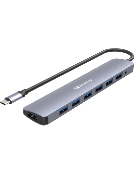 Sandberg 136-40 interface hub USB 3.2 Gen 1 (3.1 Gen 1) Type-C 5000 Mbit s Gray