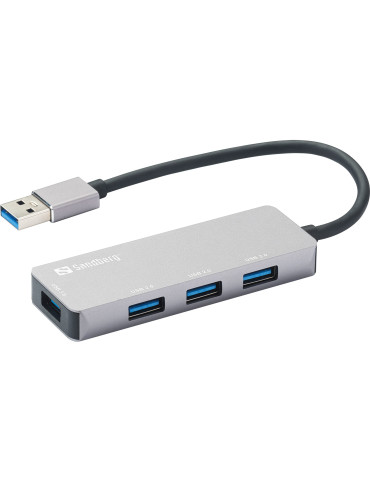 Sandberg 333-67 interface hub USB 3.2 Gen 1 (3.1 Gen 1) Type-A 5000 Mbit s Gray