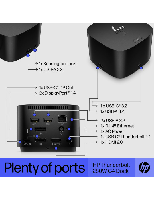 HP Thunderbolt Dock 280W G4 w Combo Cable