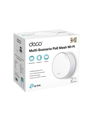 TP-Link DECO X50-POE(2-PACK) mesh wi-fi system Dual-band (2.4 GHz   5 GHz) Wi-Fi 6 (802.11ax) White Internal