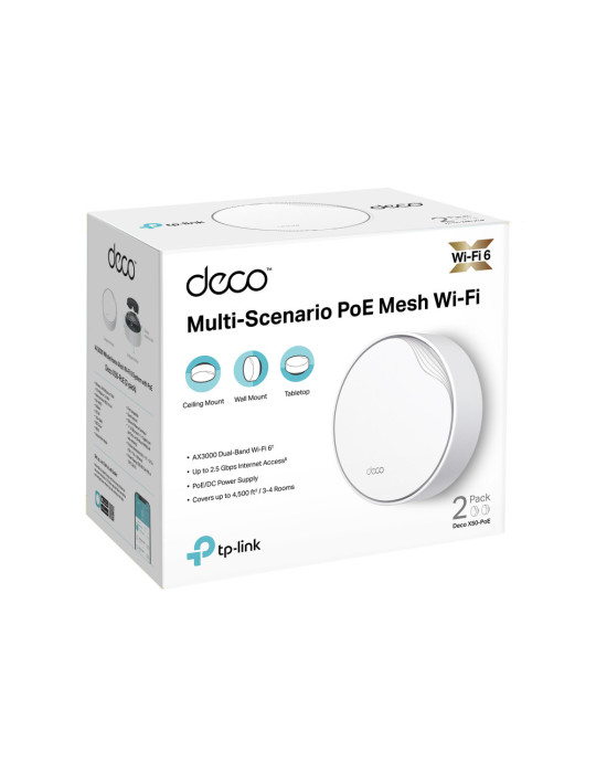 TP-Link DECO X50-POE(2-PACK) mesh wi-fi system Dual-band (2.4 GHz   5 GHz) Wi-Fi 6 (802.11ax) White Internal