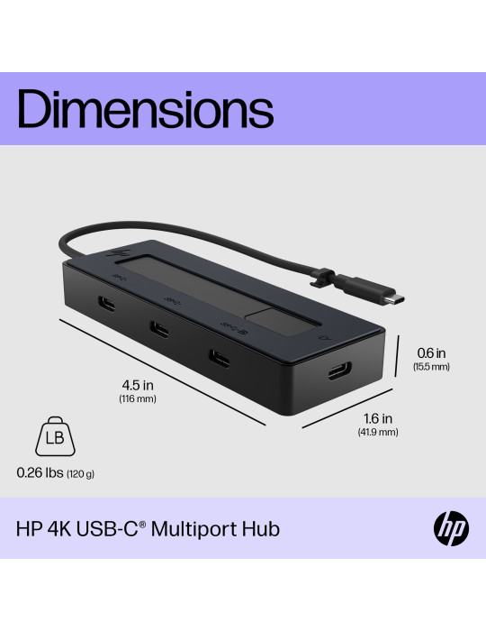 HP 4K USB-C Multiport Hub USB Type-C 10000 Mbit s Black
