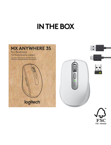 Logitech MX Anywhere 3S for Business mouse Office Right-hand RF Wireless + Bluetooth Laser 8000 DPI