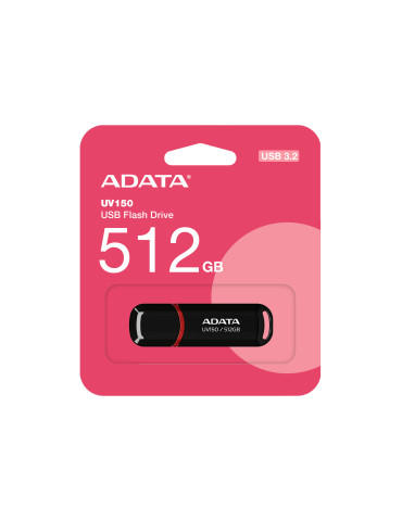 ADATA UV150 USB-muisti 512 GB USB A-tyyppi 3.2 Gen 1 (3.1 Gen 1) musta, Punainen ADATA UV150 USB-muisti 512 GB USB A-tyyppi 3.2 Gen 1 (3.1 Gen 1) musta, Punainen