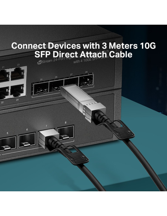 TP-Link TL-SM5220-3M InfiniBand- ja kuituoptiikkakaapeli SFP+ DAC musta