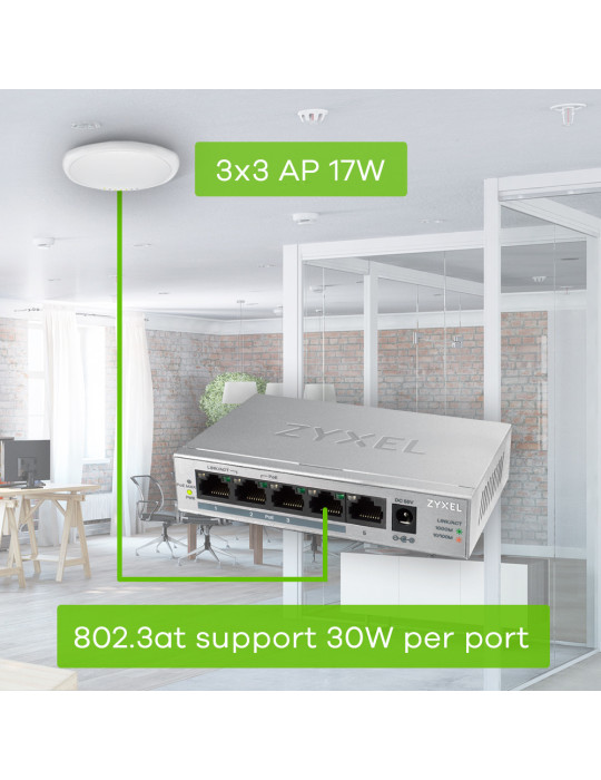 Zyxel GS1005HP Unmanaged Gigabit Ethernet (10 100 1000) Power over Ethernet (PoE) Silver