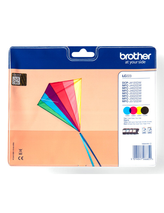 Brother LC-223VALBP mustekasetti 4 kpl Alkuperäinen musta, Syaani, Magenta, Keltainen