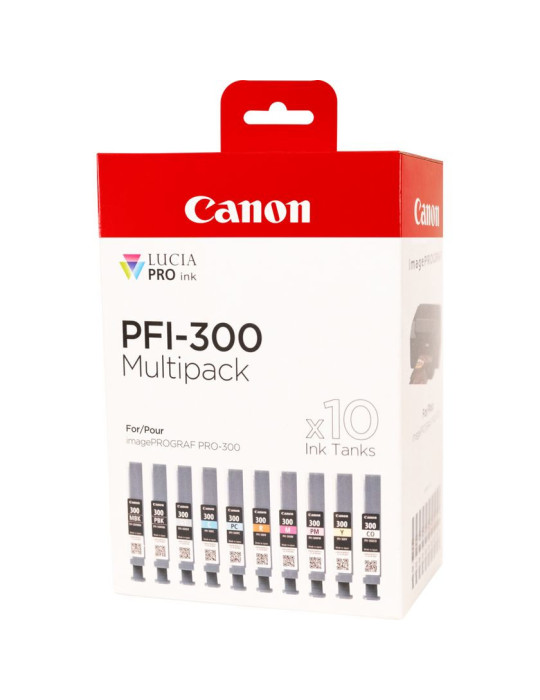 Canon PFI-300 bläckpatroner 10 styck Original Svart, Blå, Cyan, Grå, Magenta, Fotosvart, Fotomagenta, Röd, Gul