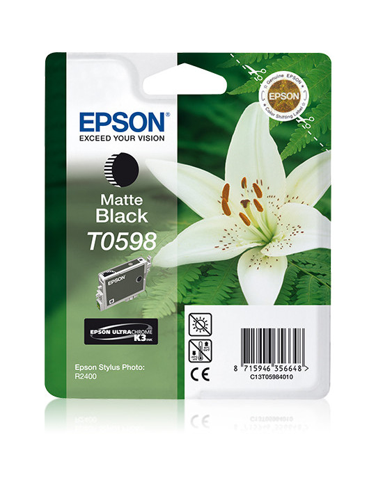 Epson Lily Yksittäispakkaus, mattamusta T0598 UltraChrome K3