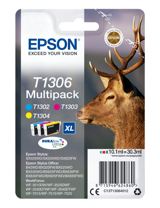 Epson Stag T1306 ink cartridge 1 pc(s) Original High (XL) Yield Cyan, Magenta, Yellow