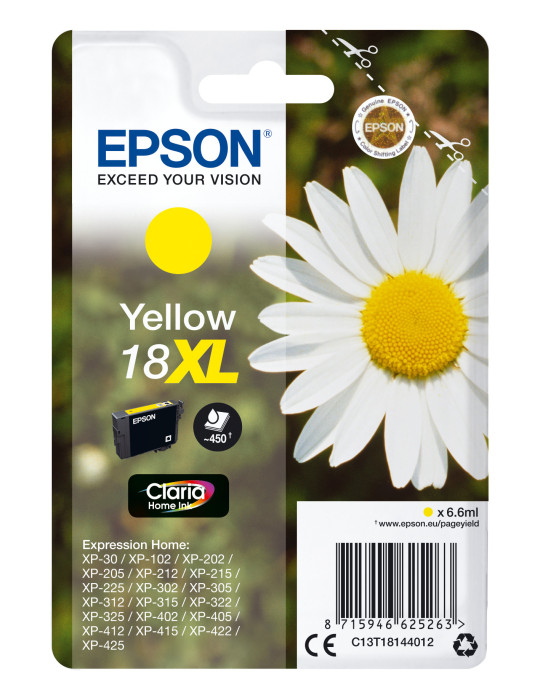 Epson Daisy Yksittäispakkaus, keltainen 18XL Claria Home -muste