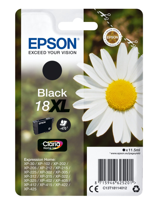 Epson Daisy Yksittäispakkaus, musta 18XL Claria Home -muste