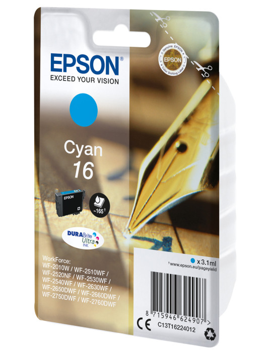 Epson Pen and crossword Yksittäispakkaus, syaani 16 DURABrite Ultra -muste