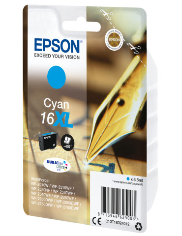 Epson Pen and crossword Yksittäispakkaus, syaani 16XL DURABrite Ultra -muste