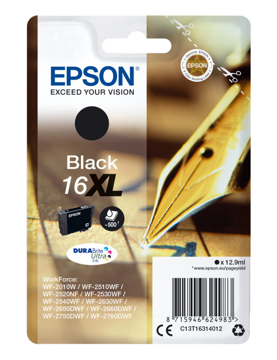 Epson Pen and crossword Yksittäispakkaus, musta 16XL DURABrite Ultra -muste