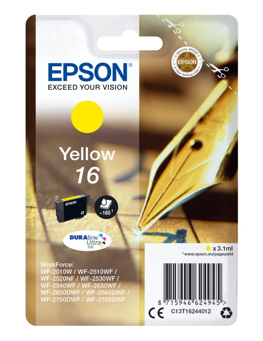 Epson Pen and crossword Yksittäispakkaus, keltainen 16 DURABrite Ultra -muste