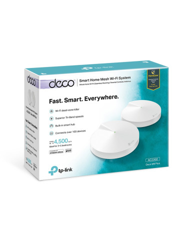 TP-Link Deco M9 Plus (2-Pack) Tri-band (2,4 GHz   5 GHz   5 GHz) Wi-Fi 5 (802.11ac) Vit Intern
