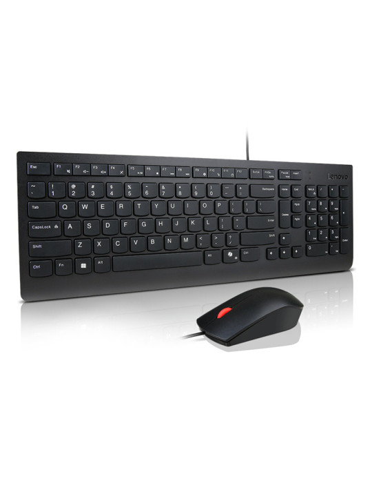 Lenovo Essential Wired Combo (Nordic) näppäimistö Sisältää hiiren Universaali USB Pohjoismainen musta
