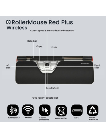 Contour Design RollerMouse Red Plus mouse Office Bluetooth + USB Type-C 2800 DPI Contour Design RollerMouse Red Plus mouse Office Bluetooth + USB Type-C 2800 DPI