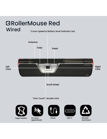 Contour Design RollerMouse Red mouse Office USB Type-C 2800 DPI Contour Design RollerMouse Red mouse Office USB Type-C 2800 DPI