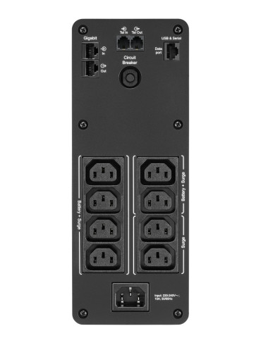 APC BR1600SI strömskydd (UPS) Linjeinteraktiv 1,6 kVA 960 W 8 AC-utgångar APC BR1600SI strömskydd (UPS) Linjeinteraktiv 1,6 kVA 960 W 8 AC-utgångar